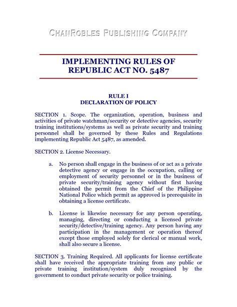 IMPLEMENTING RULES OF REPUBLIC ACT NO. 5487 .
